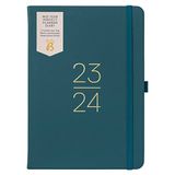 Busy B Halverwege het jaar perfecte planner dagboek augustus 2023 - augustus 2024 - grenen - kunstleer A5 weekplanner met stickers, pennenhouder en lijstblok