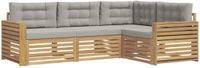 vidaXL Buitenbank set 4-delig Wit en lichtgrijs Polyester