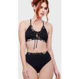 Killstar Gothic Bikini Slip - Twilight Boho Summer - Cinder Root Bikini Bottoms - XS tot 4XL - voor Vrouwen - zwart-wit