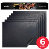 GrillX Tapis de barbecue - 6 pièces - Réutilisable - 40 x 33 cm - Noir