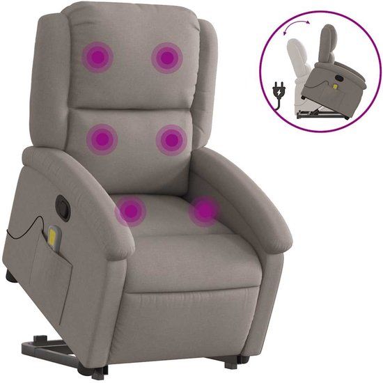 vidaXL Sta-op-massagestoel verstelbaar stof taupe