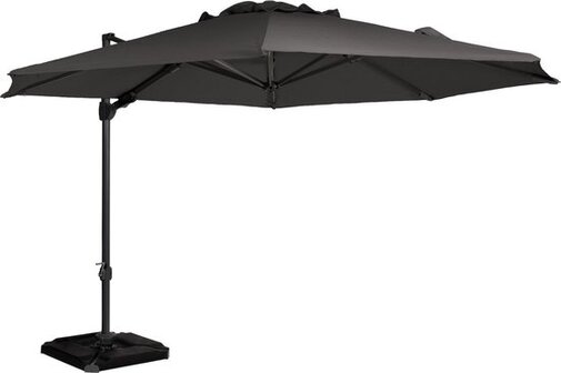 Exotan Roma Parasol Buiten - Aluminium - Antraciet - 265x350x350 - Rond
