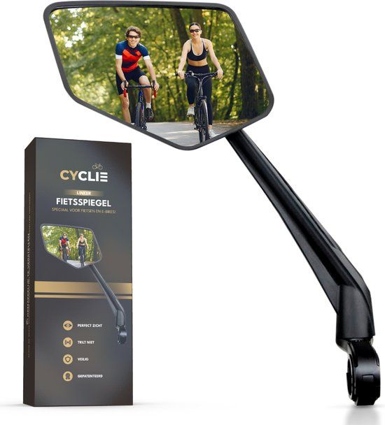 CYCLIE Fietsspiegel Links - Zwart - Verstelbaar - Vijfhoek