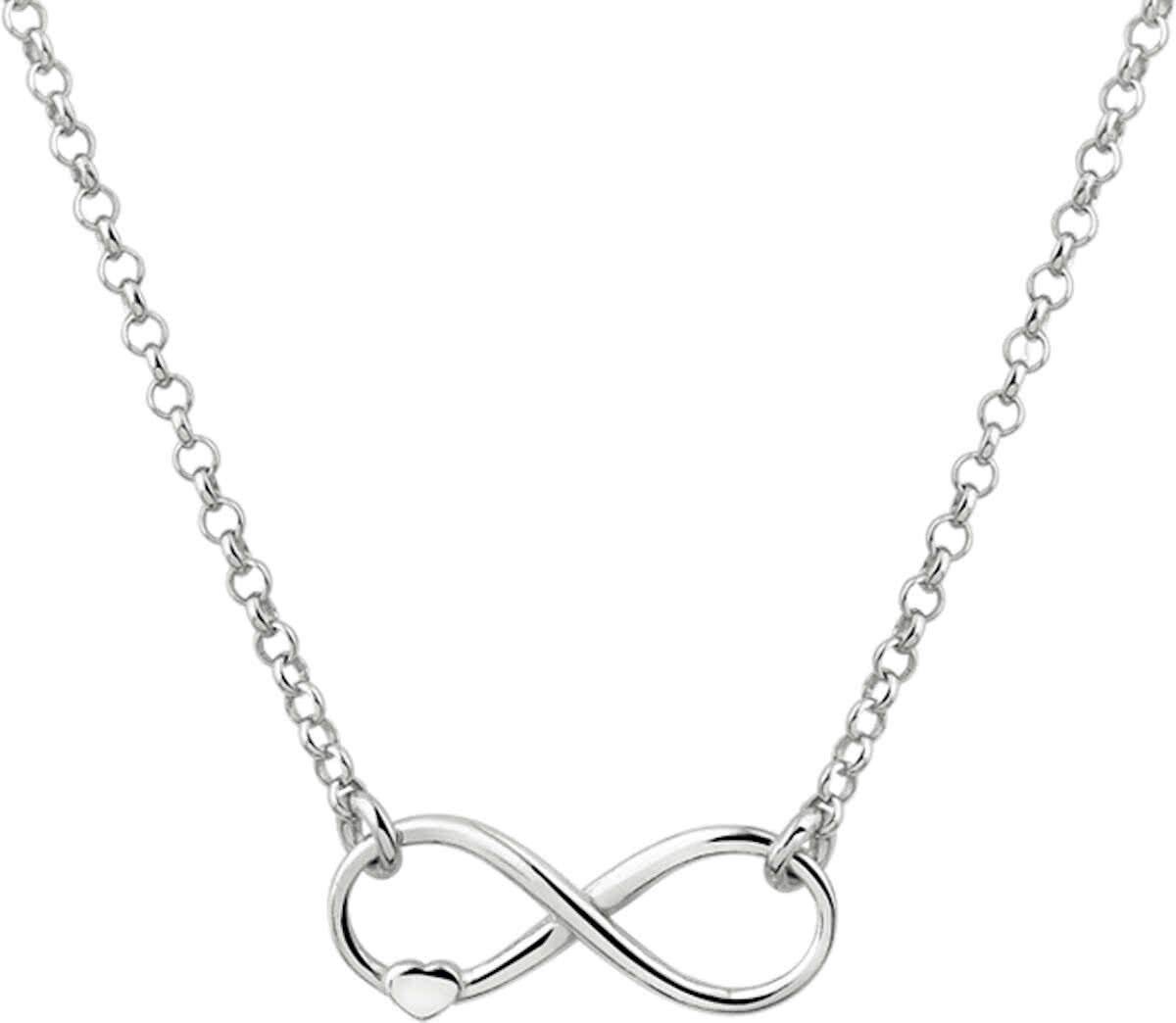 The Jewelry Collection The Fashion Jewelry Collection Ketting Infinity En Hart 2,0 mm 40 + 4 cm - Zilver Gerhodineerd