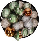 Atmosphera Boules de Noël - 27 pièces - champagne/ocre/vert clair - 4 et 5 cm - plastique