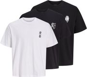 JACK & JONES JJBOYE TEE SS CREW NECK 3PK MP Heren T-shirt Zwart Katoen 3 Stuks Maat S