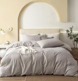 JIYUAN 100% gewassen katoenen dekbedovertrekset, comfortabel, eenvoudige stijl, zacht, ademend, gestructureerd, duurzaam linnen aanvoelend beddengoed voor alle seizoenen, kingsize bed, effen linnen