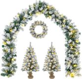 vidaXL Mini-kerstbomenset 45 cm 125 LED's Warmwit PVC Groen en Wit