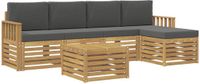 vidaXL Loungeset Bank 5-zits Polyester Wit/Antraciet Inclusief Tafel