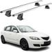 Omac Barres de toit transversales en aluminium pour Mazda 3 I 2004-2009 – Tüv / Din 75302:2019 – Antivol inclus – Charge max 75 kg – 2 barres – Gris