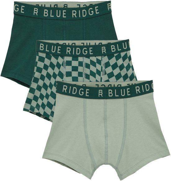 WE Fashion Jongens boxershorts, 3-pack, Green Blue, Effen, 95% Katoen, 5% Elastaan, Maat 122/128