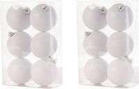 Cosy&Trendy Billiet - Vanlaere 12x Witte kunststof kerstballen 8 cm - Glitter
