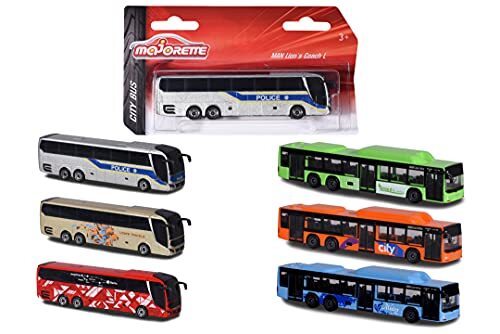 MAJORETTE 212053159 - City Bus Speelgoedbus met vrijloop en vering, metalen carrosserie, 13 cm lang, voor kinderen vanaf 3 jaar, levering 1 stuks, meerkleurig