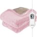 Auronic Elektrische Deken - 200 x 180cm - 2 Persoons Warmtedeken - 3 Warmtestanden met Timer - Verwarmingsdeken - Roze