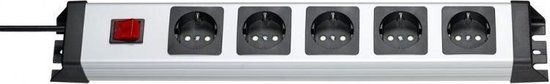 Kopp 5-voudige Stekkerdoos met schakelaar - Grijs/Zwart - 1.4m snoer