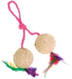 Trixie Balletjes Aan Touw 4.5 Cm - Kattenspeelgoed - 2 stuks