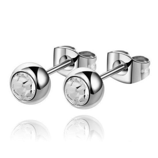 Cilla Jewels oorstekers Zilverkleurig Edelstaal Transparante steen