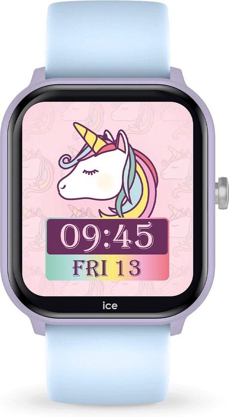 Ice-Watch ICE smart junior 3.0 Purple Soft blue 1.75 AMOLED - Rechthoekig paars aangesloten meisjeshorloge met siliconen horlogeband - 024298 (1.75 inch)