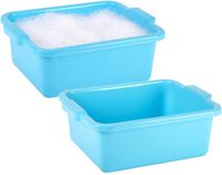 Plasticforte afwas en schoonmaak Teil - 2x - Rechthoek model - kunststof - 11 liter - 40 x 30 x 14 cm - blauw- spoelbak