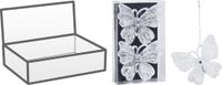 Christmas Decoration Koopman International Christmas Decoration kersthangers vlinders -2x-wit glitter - 15 cm