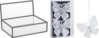 Christmas Decoration Koopman International Christmas Decoration kersthangers vlinders -2x-wit glitter - 15 cm