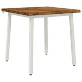 vidaXL Massief Acacia Houten Eettafel 90x90x75 cm Natuurlijk en Wit Vierkant