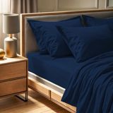 Merkloos / Sans marque Asir - Ranforce Hoeslaken Kingsize Donkerblauw 160x200cm Katoen
