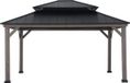 Sunjoy Gazebo pavillon de jardin de luxe en cèdre avec toit rigide à quatre pans 430 x 372 cm