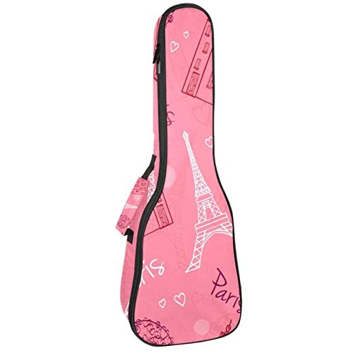 Mersov Concert Ukelele Rugzak, Heavy Duty Ukulele Case Tas met Opslag, Sopraan Concert Tenor Ukelele 10 MM Gewatteerde Tas Parijs Roze