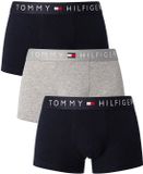 Tommy Hilfiger Trunk (3-pack) Heren Boxershorts Lange Pijpen Katoen Stretch Blauw Grijs Wit S
