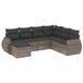 vidaXL 7-delige Loungeset met Kussens, Poly Rattan, Grijs