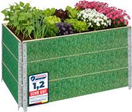 Garronda Kweekbak Palletrand Met Print 3-Pack – Natuurlijk - Bloemen - Kruiden - Palletframe - Natuurlijke Verhoogde Bloembedden – 120x80 cm – Blad met achtergrond - GD-BUD-PAL-SET