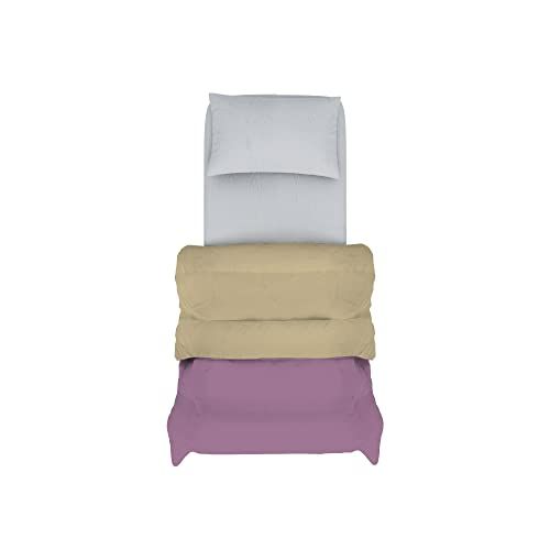 MB HOME ITALY Winter donsjas tweekleurig Italy, paars/crème, eenpersoonsbed