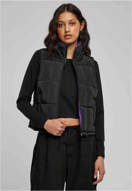 Urban Classics Reversible Cropped Puffer Vest - Women's XS - Black/Purple