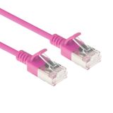 ACT Roze 5 meter LSZH U/FTP CAT6A datacenter slimline patchkabel snagless met RJ45 connectoren