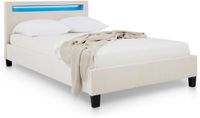 IDIMEX Lit rembourré LASHIO 120x200 cm avec éclairage LED – blanc crème