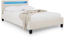 IDIMEX Lit rembourré LASHIO 120x200 cm avec éclairage LED – blanc crème