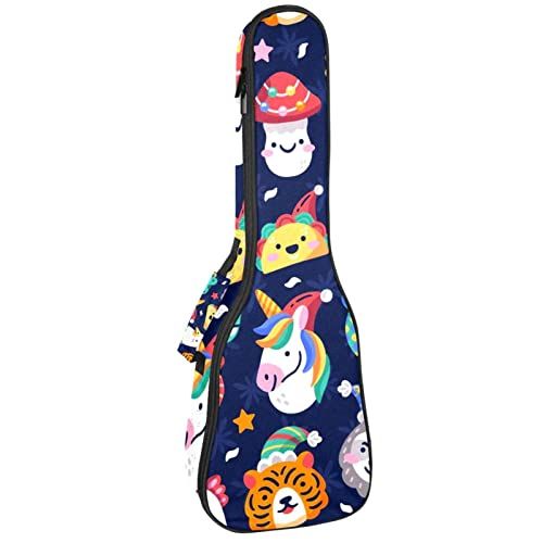 Mersov Concert Ukelele Rugzak, Heavy Duty Ukelele Case Bag met Opslag, Sopraan Concert Tenor Ukelele 10 MM Gewatteerde BagBlack SheepsGrappige Kerst Dieren