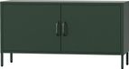 Jan Nowak Meuble TV industriel Métal – rose – table TV salon 2 portes, fermeture magnétique silencieuse – meuble de rangement salon, banc TV – 115 x 59,5 x 40 cm – vert bouteille