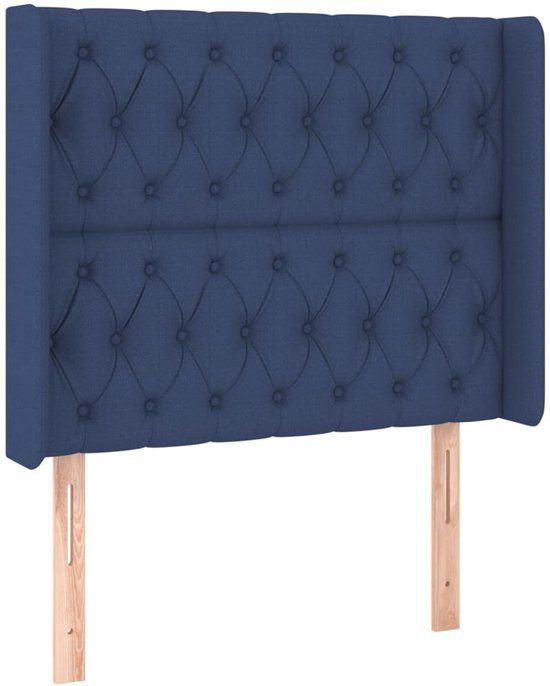 vidaXL Hoofdbord met randen 103x16x118/128 cm stof blauw