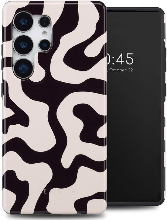 Selencia Hoesje - Geschikt voor Samsung Galaxy S25 Ultra - Backcover - Art Wave Black
