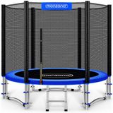 Trampoline Ø 244 cm - Ensemble complet - Bleu - Avec filet de sécurité et échelle