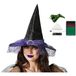 Boland Verkleed heksenhoed met sluier - zwart/paars - voor Dames - met heksenneus en schmink - Halloween