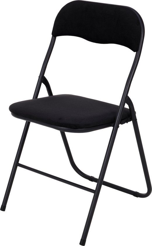 Infinity Goods Klapstoel - Vouwstoel - Fluweel - Eettafelstoel - Opklapbare Stoel - 43 x 47 x 80 CM - Stoel - Zwart