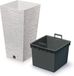 Prosperplast Plantenpot - buiten - kunststof - creme/beige - Eco wood look - D26xH50 cm - bloempot