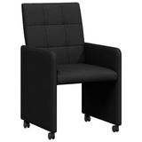 vidaXL Eetkamerstoelen met wielen, 2 stuks, stof, zwart