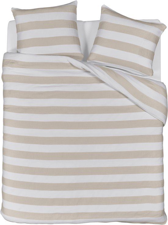Riviera Maison Striped dekbedovertrek Lits-Jumeaux 240x200/220 cm Zand
