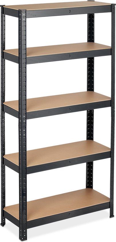 Relaxdays Stellingkast - Metaal - 875 kg - 5 Etages - Zwart