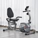 Vélo d'appartement horizontal gris avec siège réglable, 8 niveaux de résistance et écran LCD, 121,5-136x62,5x98 cm