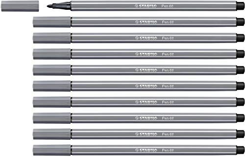 Stabilo Premium Viltstift - Pen 68 - 10 stuks - donker grijs